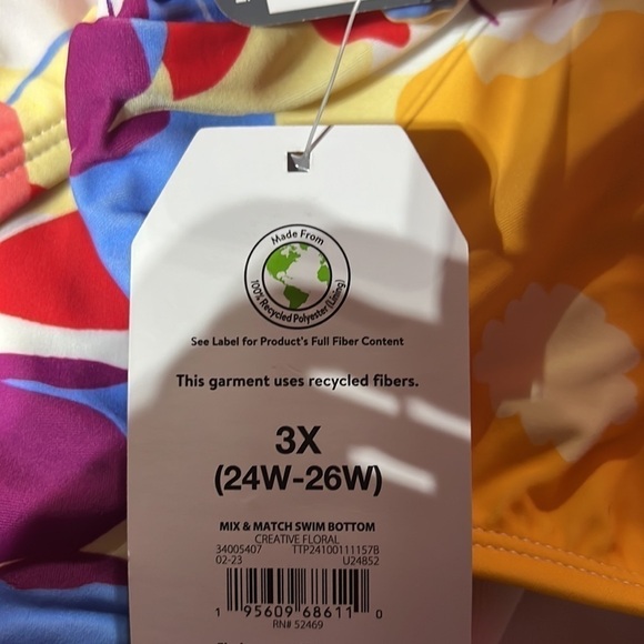 Time and Tru Women's Floral High Waist Twist Swim Bottoms Size 3X - Picture 13 of 13